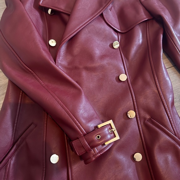 House of CB Burgundy Leather Jacket - Picture 4 of 7